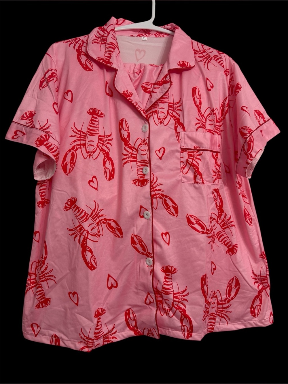 Women's Pink Lobster-Print Short Pajama Set
